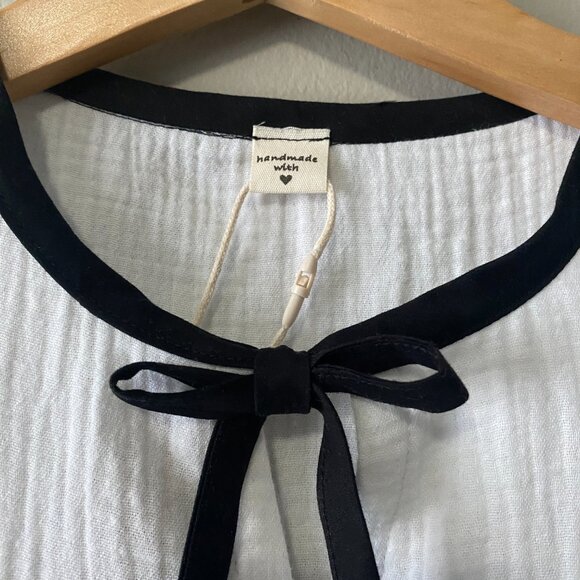 Handmade Children's 100% Cotton Black Grey White Ribbon Detail Dress - Picture 3 of 12